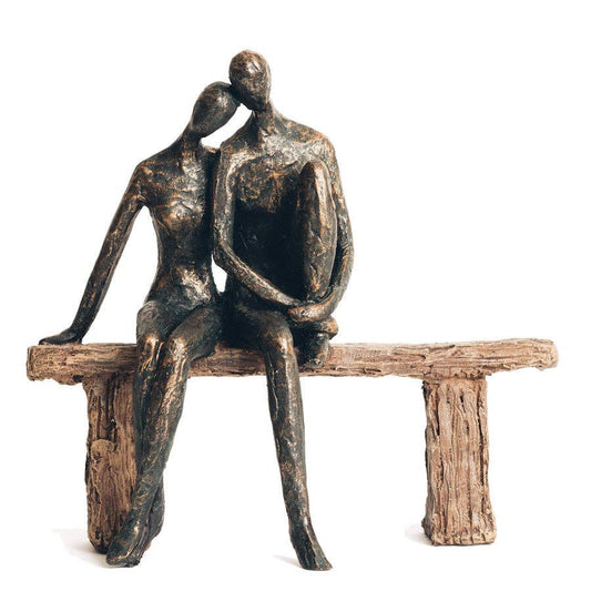 Romantic Couple Figurine Sitting on Bench Couple Sculpture Anniversary Wedding Valentine Romantic Gift Statue