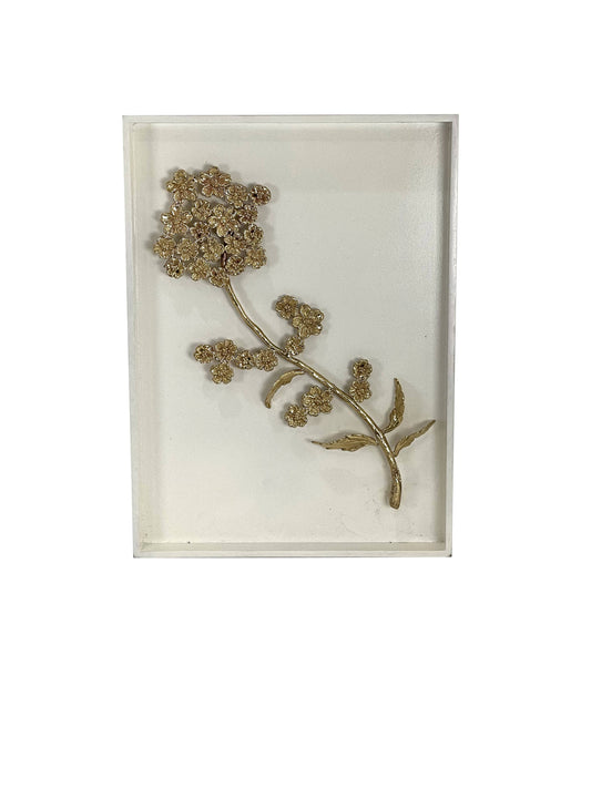 Gold Rose Flower Shadow Box Wall Mounted Golden Decor Framed Floral