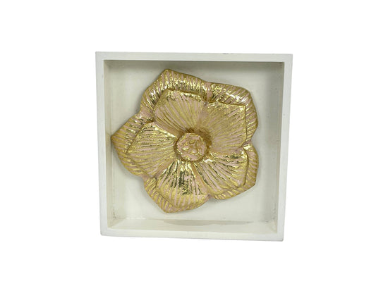 15cm Gold & pale pink Shadow Box Wall Mounted golden pink Decor Framed flower