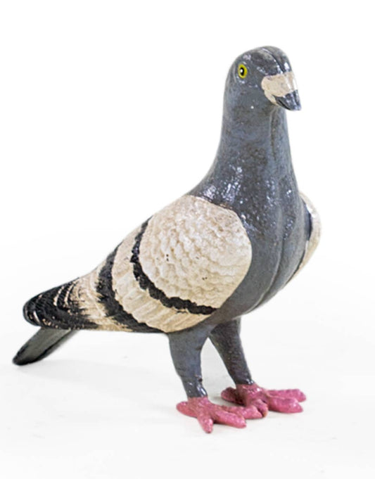 Cast Iron Standing Pigeon Figure 19cm Outdoor Statue Garden Sculpture Birds Garden Decor Realistic Pigeon Figurine