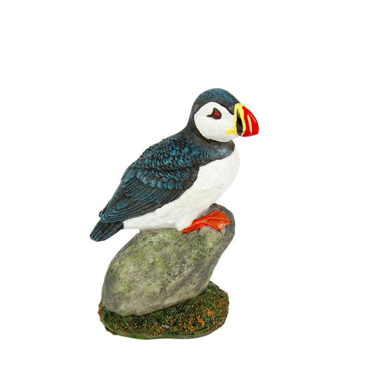 13cm Puffin Figurine Standing On Rock Perched Seabird Seaside Nautical Maritime
