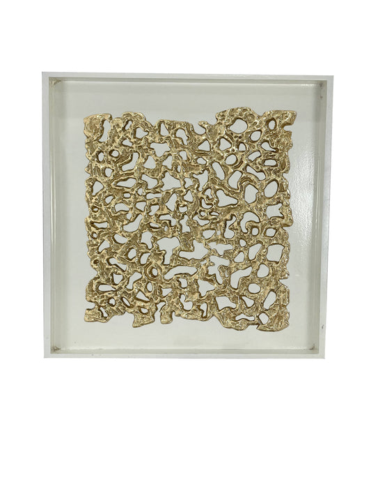 30cm Vintage Brass Shadow Box Gold Abstract Sculpture Shadow Box Wall Mount Art