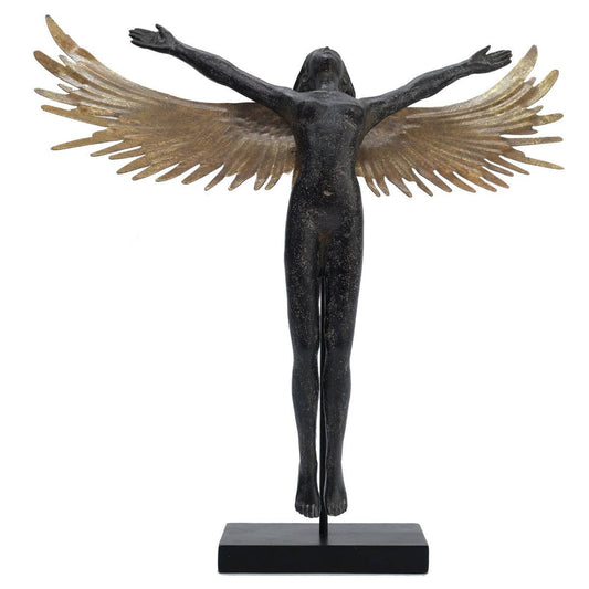 Barbelo - Bronze Effect Statue Art Decor Winged Female Sculpture Greek Mythology Figurine Lady Woman with Wings