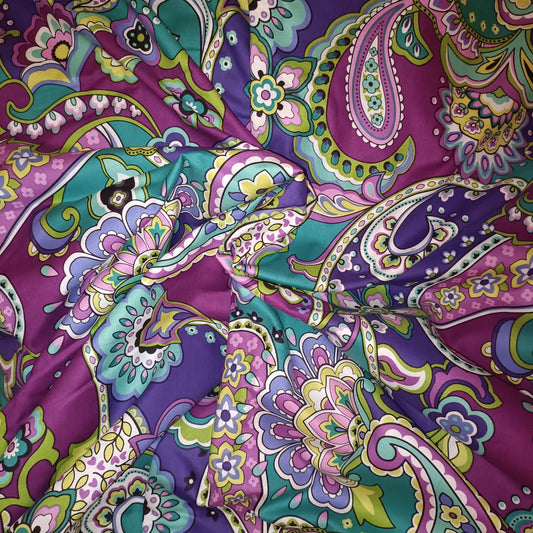 Shades of Purple and Teal Multicoloured Paisley Print Cotton Poplin Fabric 60" Sold per Meter Beautiful Print Paisley Dressmaking Fabric Soft