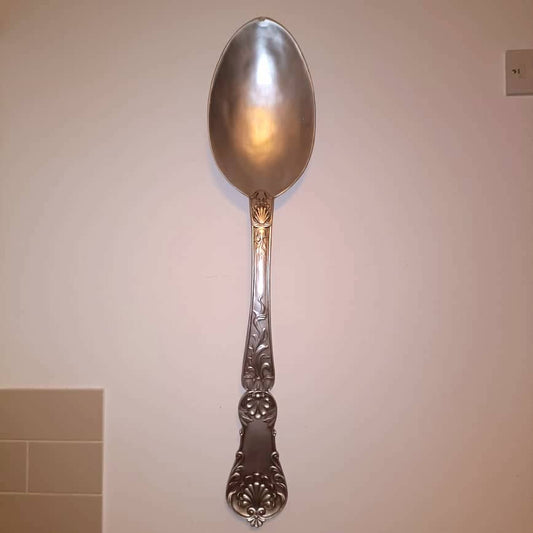 95cm Giant Silver Metal Spoon Farmhouse Cutlery Kitchen Dining Wall Hanging (Spoon Only)
