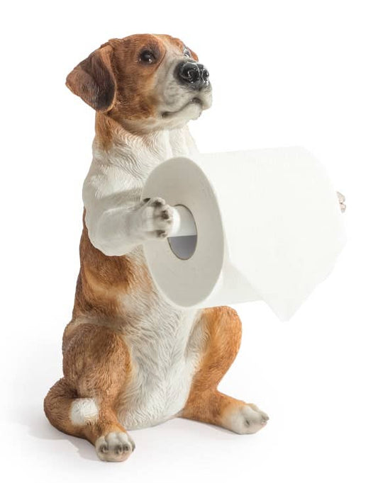 31cm Helpful Hound Toilet Roll Holder Dog Statue Figurine Free-Standing Toilet Paper Stand