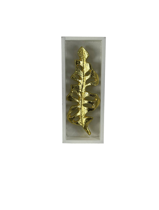 Gold Palm Leaf Shadow Box Wall Mounted Golden Decor Framed Palm Leaf