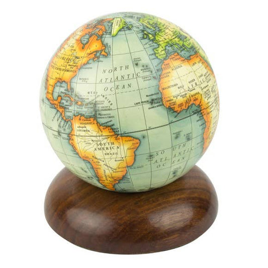 12cm Antique Style Globe on Hard Wood Base 3D world map Mini Small Globe earth